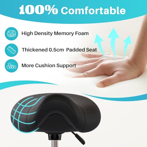 YEEZEE Ergonomic Saddle Stool with Thick Padding & Wheels