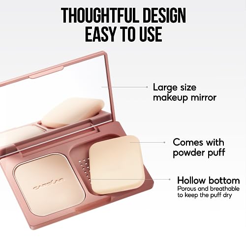 CARSLAN Oil Control Pressed Setting Powder Compact, 12H Longlasting Translucent Powder Makeup, Waterproof Face Powder, 01 LIGHT, 0.28Oz