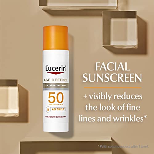 Eucerin Sun Sunscreen Pack with Hyaluronic Acid, Advanced Hydration SPF 50 Sunscreen Lotion, 5 Fl Oz Tube + Age Defense Face Sunscreen Lotion SPF 50, Facial Sunscreen, 2.5 Fl Oz Bottle