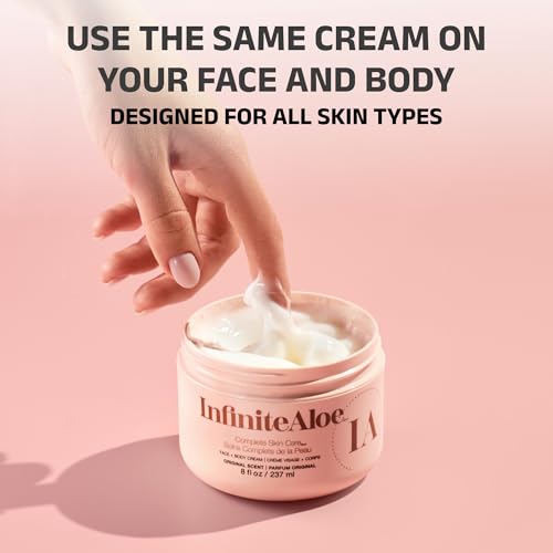 InfiniteAloe Complete Skin Care, Aloe Vera Powered Face and Body Cream for All Skin Types, Dry Skin Everyday Hero, Original Scent - Large Jar 8 oz & 2 Travel Jar 0.5 oz