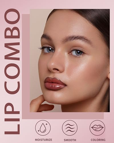 3Pc Hydrating Lip Gloss & Brown Lip Liner Combo Set