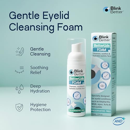 BetterLids Foaming Eyelid Cleanser ? Gentle Daily Foam for Eyelids, Eyelashe Wash & Face, Soothing Tea Tree Oil Formula with Ectoin & Centella, Non-Stinging, Preservative-Free, 2 fl oz