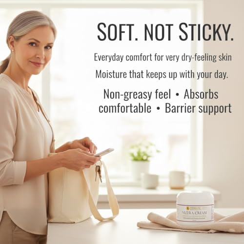 Perrin Naturals Nutra Cream, Concentrated Moisturizing Balm for Very Dry Skin, Targeted Dry Skin Cream for Hands, Heels & Elbows, Skin Barrier Support, Vitamins C E D3 + Resveratrol, 2 oz