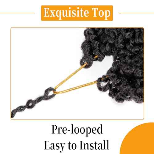 8 Inch Pre-Looped Yanky Twist Crochet Hair, 30 Strands/Pc, Mini Passion Twists, Senegalese Braiding Hair (Natural Black, 8 Pcs/Pack)