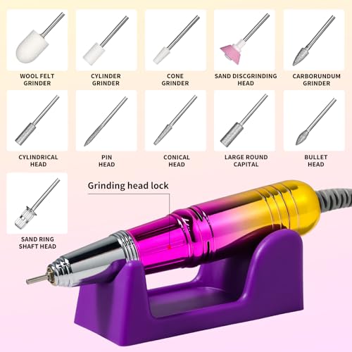 Cordless Nail Drill 45000 RPM - Rechargeable Electric Nail File Kit for Manicure & Pedicure