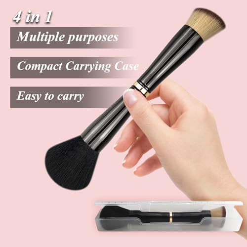 Voxora 4 in 1 Travel Makeup Brush Set - Powder, Foundation, Eyeshadow