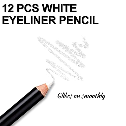 Erinde White Eyeliner Pencil Set - 12 Pack Waterproof