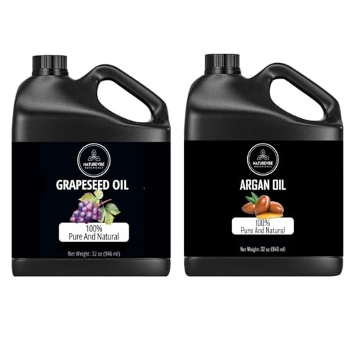 Naturevibe Botanicals Grapeseed Oil 32oz and Argan Oil 32oz|Oil Combo