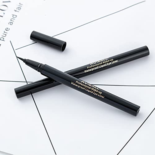 Waterproof Liquid Eyeliner -2Pens Black Eyeliner Long Lasting&Smudgeproof Makeup Liner Easy Liquid Pen 0.03 Fl. Oz (Black)