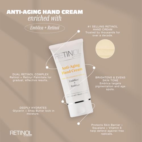 Robanda Retinol Hand Cream - Anti-Aging Moisturizer for Wrinkles & Fine Lines, 3 oz