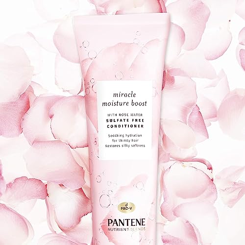 Pantene Nutrient Blends Miracle Moisture Boost Rose Water Conditioner for Dry Hair, Sulfate Free, 8 Fl Oz (Pack of 2)