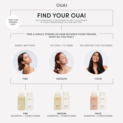 OUAI Fine Hair Treatment Bundle - Fine Hair Shampoo, Fine Hair Conditioner, Fine to Medium Hair Treatment Masque - Volumizing & Strengthening Hair Repair Set (3 Count, 10oz/10oz/8oz)