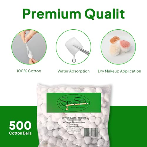 Spa Stix Cotton Balls 500 Count Medium Soft
