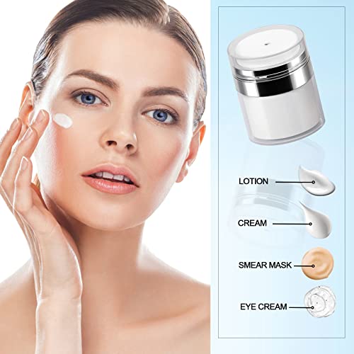 Travel Lotion Dispenser Airless Pump Jar - 0.5 Oz Refillable Skincare Container Variation 1