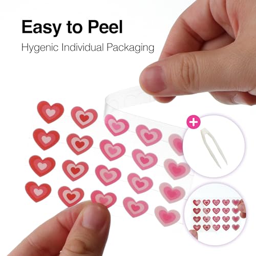 FreeGo XOXO Hydrocolloid Pimple Patch, 120 Counts | Cute Colorful Heart Shape | Salicylic Acid, Niacinamide, CICA, Tea Tree, Eucalyptus | Absorb, Heal Pimple and Protect Skin | Made in Korea