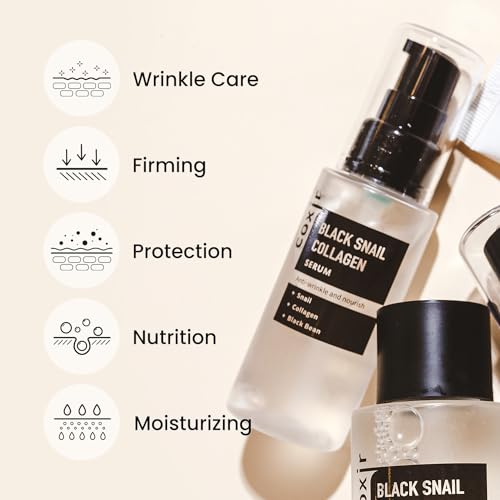 coxir BLACK SNAIL GIFT SET | Birthday Gifts | Black Rice, Snail Mucin, Collagen, Peptide | Firming, Moisturizing, Repairing, Korean Skin Care,Holiday Gift Set,Christmas Gift Set