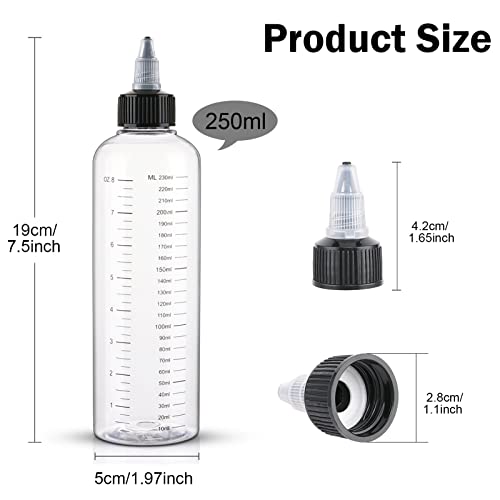 Hair Dye Applicator Bottle 8.5oz 2-Pack with Graduated Scale