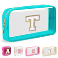 Personalized Initial Clear Makeup Bag, TSA-Approved Travel Toiletry Pouch