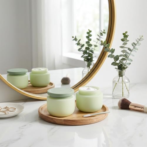 Twisina 8oz Green Plastic Cosmetic Jars with Leak-Proof Lids - Body Butter & Skincare Storage