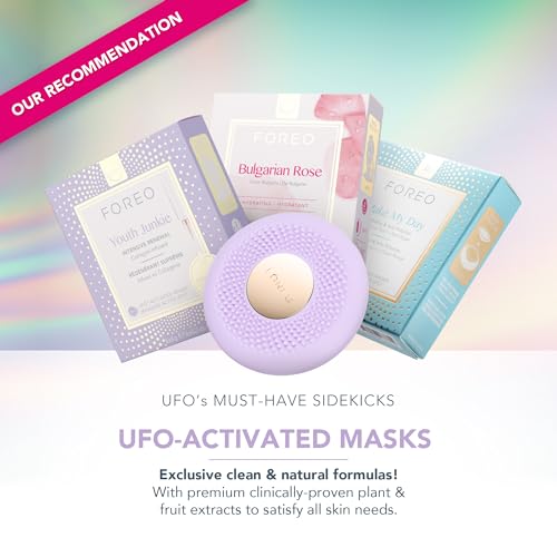 FOREO UFO 3 go Travel-friendly Face Mask Skincare Device - Face Moisturiser - Anti-Aging - Red Light - Warming - Facial Massage - Compact - App-connected - Lavender