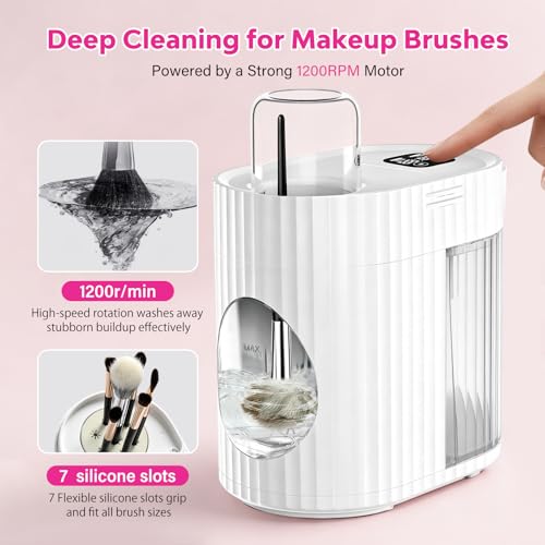 Electric Makeup Brush Cleaner Machine | 3-in-1 Fast Drying, 1200RPM