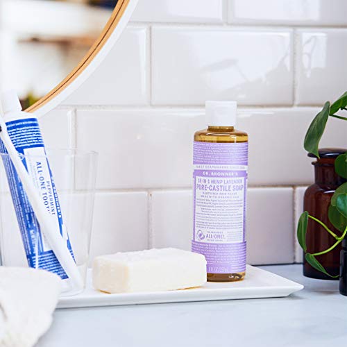 Dr. Bronner's - Pure-Castile Liquid Soap (Lavender, 8 ounce) - Made with Organic Oils, 18-in-1 Uses: Face, Body, Hair, Laundry, Pets and Dishes, Concentrated, Vegan, Non-GMO