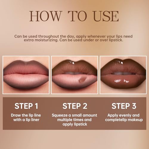 HOSAILY Lip Gloss & Liner Combo Set – Brown