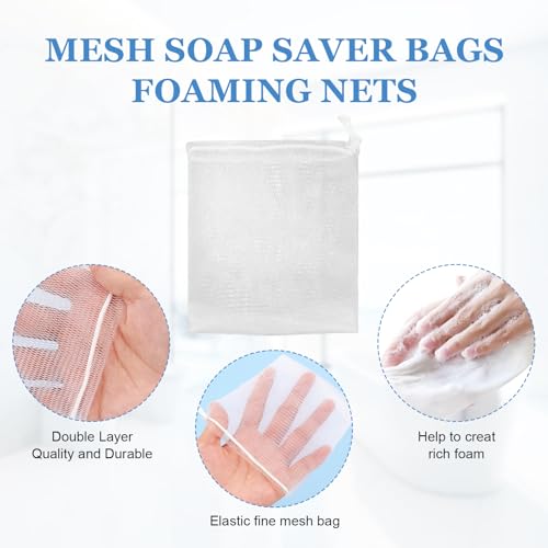 40 PCS Soap Saver Bags with Drawstring, Exfoliating Mesh Pouches