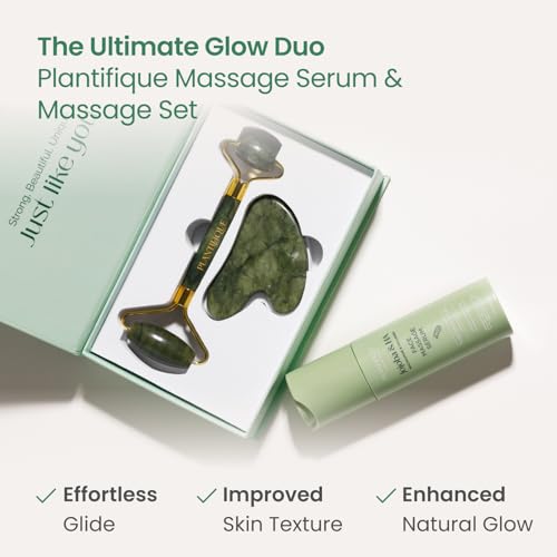 Jade Roller & Gua Sha Facial Tool Set for Face Sculpting