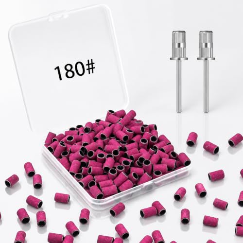 Nail Drill Sanding Bands 200Pcs Fine Grit Pink for Manicure & Pedicure - Variation: 180 Fine