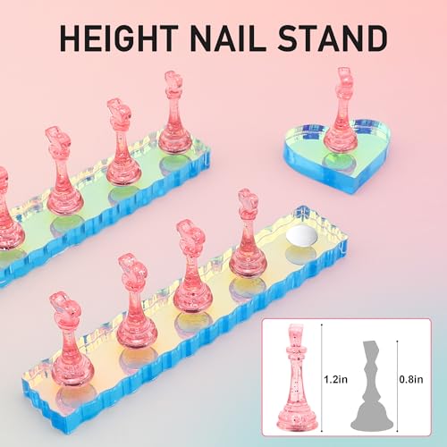 Pink A 2-Pack Nail Stand Set for Nail Art & Practice - Magnetic Acrylic Holders with Tape