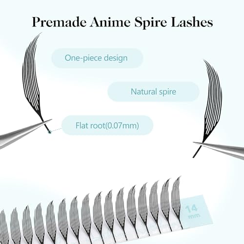 Premade Anime Spire Lash Extensions 0.07D 9-15mm