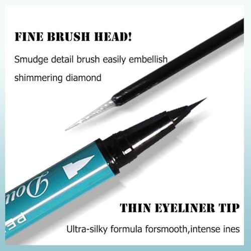 Dual-ended liquid eyeliner, ultra-fine tip shimmering eyeshadow eyeliner, high-pigment fluorescent pen - create the perfect eye makeup, waterproof and quick-drying. (01#DREAM SHINING)