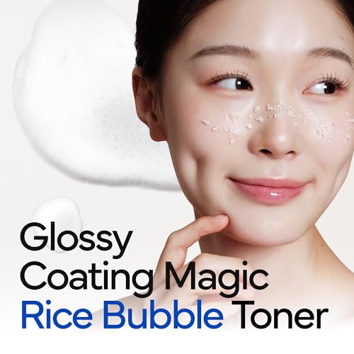 Rice Milky Bubble Facial Mask, Soothing & Hydrating Face Toner with Black Rice Extract & Niacinamide, Helps Support Skin Barrier and Glow for Sensitive Skin, Korean Skincare (5.07fl oz/ 150ml)