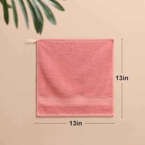 6 Pack 100% Cotton Washcloths Set, Highly Absorbent and Soft Feel Fingertip Towels, 13 x 13 in Quick Dry Face Cloths