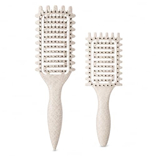 Yingbtr 2Pcs Curl Defining Vented Hair Brush for Curly & Wavy Hair, Detangling & Styling Tool