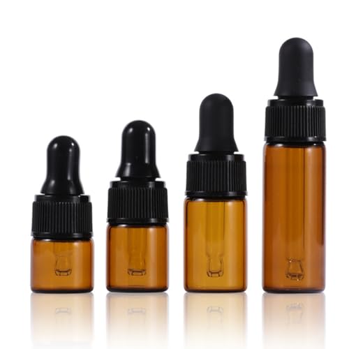 4-Piece Amber Glass Dropper Bottles (1ml, 2ml, 3ml, 5ml)