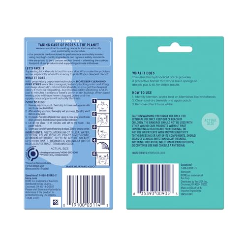Biore Bundle of Bior? Original Blackhead Remover Strips, Deep Cleansing Nose Strips With Instant Pore Unclogging,14 Count Pimple Patches, Medical Grade Ultra-Thin Hydrocolloid, 30 count