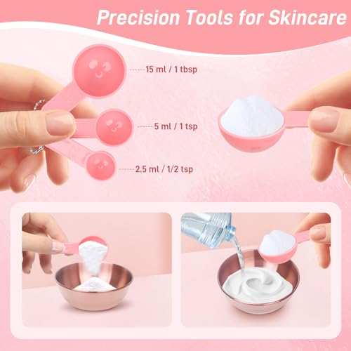 8 Pcs Face Mask Mixing Bowl Set - Esthetician Supplies, DIY Facemask Mixing Tool, Facial Mask Applicator Brushes Kit, 2 Rose Gold Facial Bowls, 2 Facial Fan Brushes, 2 Flat Brushes, 2 Measuring Spoons