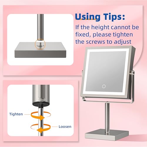 Ruacq Makeup Mirror with Lights, 1X/10X Magnifying, 4000mAh Battery