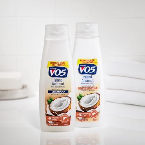 Alberto VO5 - Island Coconut Moisturizing Shampoo - Hydrating Shampoo - With Coconut Milk, Vitamin E and Biotin - Long Lasting Fragrance - 15 oz (Pack of 2)