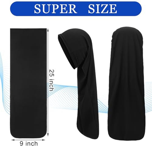 2 Pcs Jumbo Dreadlock Cap Hair Dreads Head Wrap Loc Wraps for Dreads Hair Accessories for Men Women Sleeping(Black,Black,25 Inches)