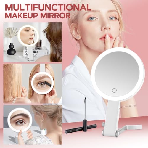 White 30X Magnifying Lighted Travel Makeup Mirror with 56 LEDs & Dimmable Modes