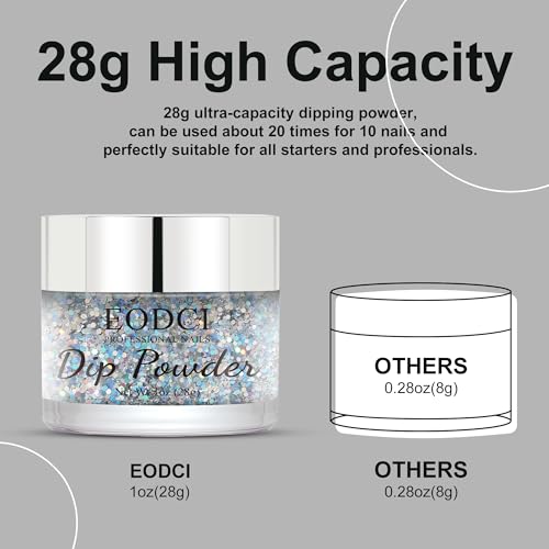 Silver Sequin Glitter Nail Dip Powder (1 oz / 28g) - Long-Lasting DIY Manicure