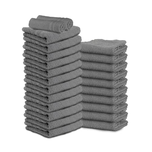 24 Pack Dark Grey Hand Towels 100% Cotton 16x27 inches