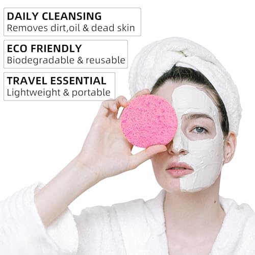 50-Count Compressed Cellulose Facial Sponges for Cleaning & Exfoliation