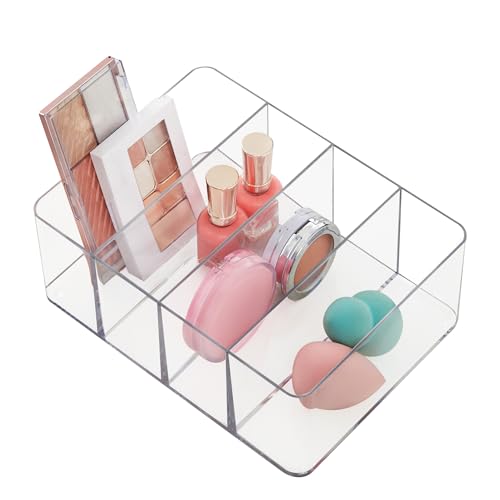 STORi 4-Compartment Clear Plastic Makeup Organizer