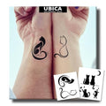 Semi Permanent Tattoos, 2 Sheets Tiny Realistic Temporary Tattoos for Women Men Arm, Fake Tattoo for Party, Waterproof No Reflective, Lasts 2 Weeks (Minimalist Cat & Cute Moonlit Cat Group)