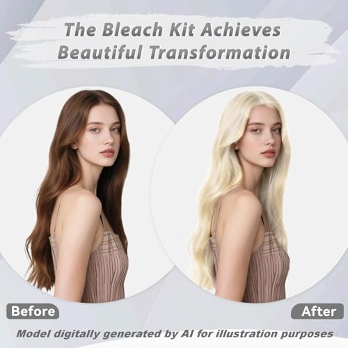 JUANCHI Ammonia-Free Hair Bleach Kit - Lift Up to 8 Levels, No Drip Lightening for Home Use