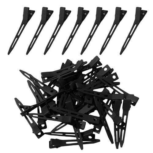 Choicbaby 40 PCS Black Hair Clips Metal Duckbill Clip 2.2 Inch Duck Clips for Hair Single Prong Curl Hairpins With Holes Duckbill Hair Accessories for Girls Women Hair Styling Clips